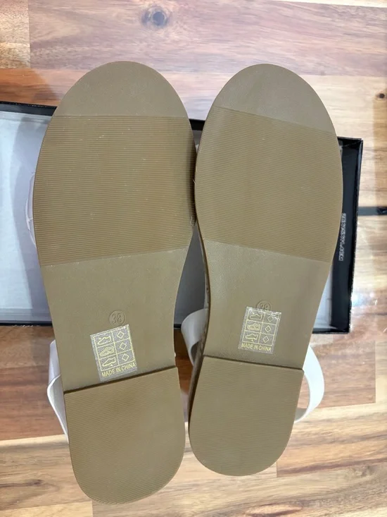 NIB Flawed Sz 7 White PU Plait Detail Strappy Espadrille Sandals Platform Shoes - Picture 10 of 11